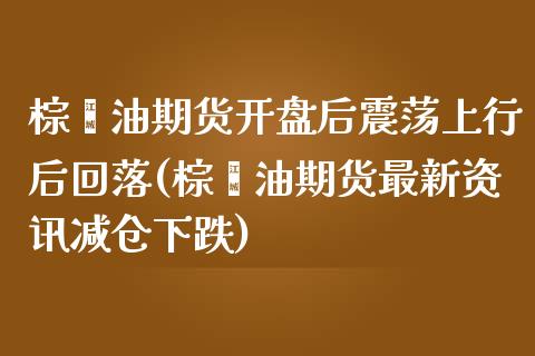 棕榈油期货开盘后震荡上行后回落(棕榈油期货最新资讯减仓下跌)_https://www.qianjuhuagong.com_期货开户_第1张