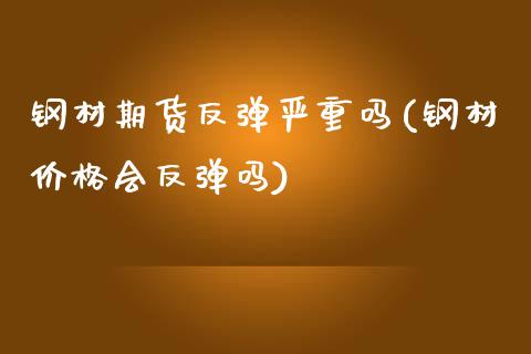 钢材期货反弹严重吗(钢材价格会反弹吗)_https://www.qianjuhuagong.com_期货百科_第1张