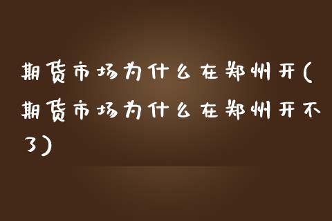 期货市场为什么在郑州开(期货市场为什么在郑州开不了)_https://www.qianjuhuagong.com_期货平台_第1张