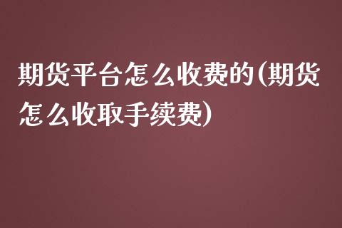 期货平台怎么收费的(期货怎么收取手续费)_https://www.qianjuhuagong.com_期货直播_第1张