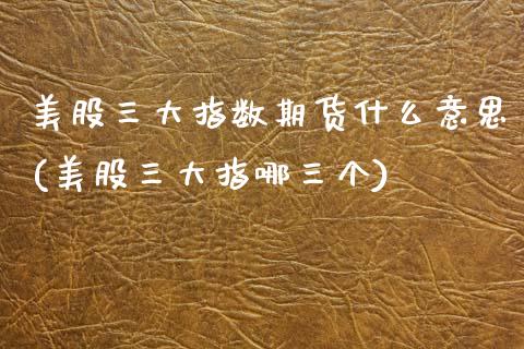 美股三大指数期货什么意思(美股三大指哪三个)_https://www.qianjuhuagong.com_期货平台_第1张