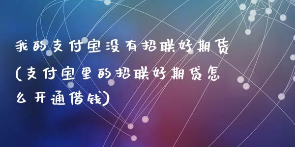 我的支付宝没有招联好期货(支付宝里的招联好期贷怎么开通借钱)_https://www.qianjuhuagong.com_期货开户_第1张