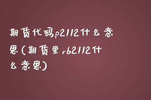 期货代码p2112什么意思(期货里rb2112什么意思)_https://www.qianjuhuagong.com_期货直播_第1张