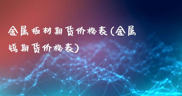 金属板材期货价格表(金属钨期货价格表)_https://www.qianjuhuagong.com_期货直播_第1张