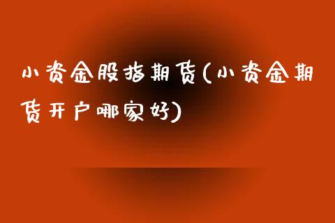 小资金股指期货(小资金期货开户哪家好)_https://www.qianjuhuagong.com_期货直播_第1张