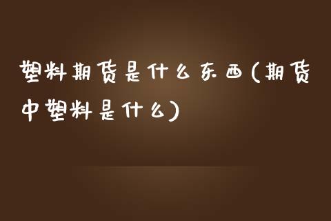 塑料期货是什么东西(期货中塑料是什么)_https://www.qianjuhuagong.com_期货百科_第1张