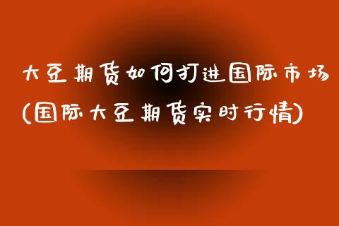 大豆期货如何打进国际市场(国际大豆期货实时行情)_https://www.qianjuhuagong.com_期货百科_第1张