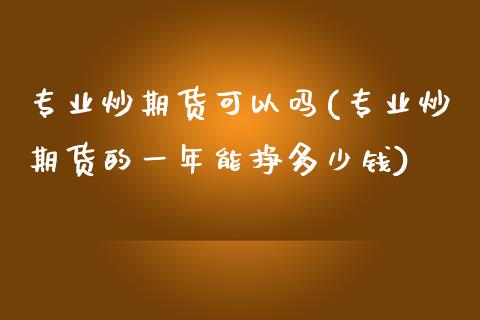 专业炒期货可以吗(专业炒期货的一年能挣多少钱)_https://www.qianjuhuagong.com_期货开户_第1张