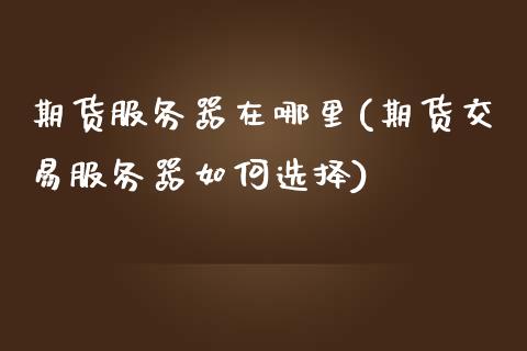 期货服务器在哪里(期货交易服务器如何选择)_https://www.qianjuhuagong.com_期货直播_第1张