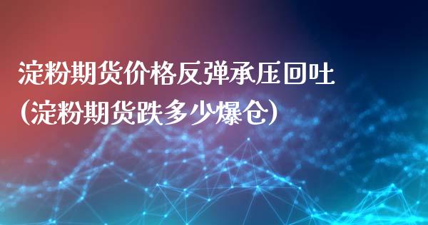 淀粉期货价格反弹承压回吐(淀粉期货跌多少爆仓)_https://www.qianjuhuagong.com_期货开户_第1张