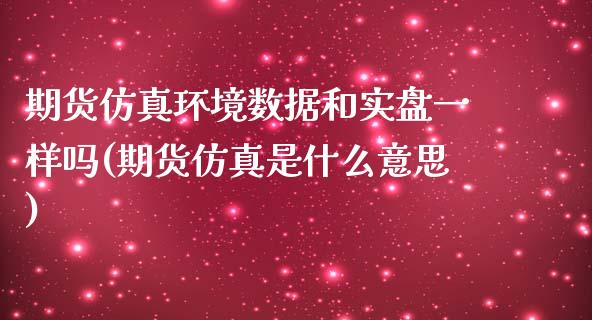 期货仿真环境数据和实盘一样吗(期货仿真是什么意思)_https://www.qianjuhuagong.com_期货开户_第1张