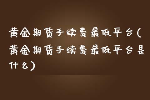 黄金期货手续费最低平台(黄金期货手续费最低平台是什么)_https://www.qianjuhuagong.com_期货平台_第1张