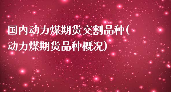 国内动力煤期货交割品种(动力煤期货品种概况)_https://www.qianjuhuagong.com_期货百科_第1张