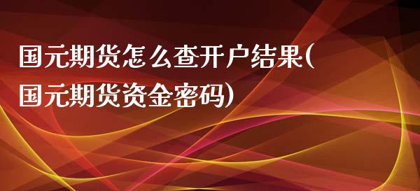 国元期货怎么查开户结果(国元期货资金密码)_https://www.qianjuhuagong.com_期货百科_第1张