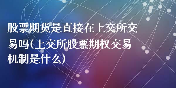 股票期货是直接在上交所交易吗(上交所股票期权交易机制是什么)_https://www.qianjuhuagong.com_期货行情_第1张