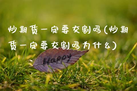 炒期货一定要交割吗(炒期货一定要交割吗为什么)_https://www.qianjuhuagong.com_期货平台_第1张