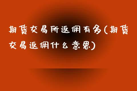 期货交易所返佣有多(期货交易返佣什么意思)_https://www.qianjuhuagong.com_期货百科_第1张