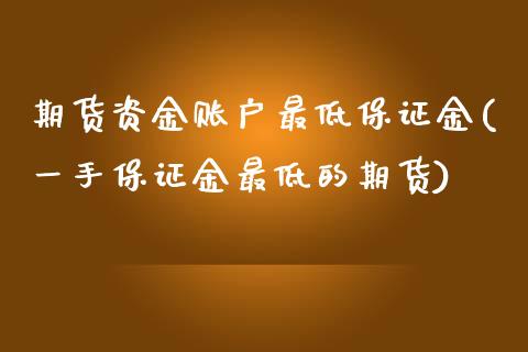 期货资金账户最低保证金(一手保证金最低的期货)_https://www.qianjuhuagong.com_期货百科_第1张