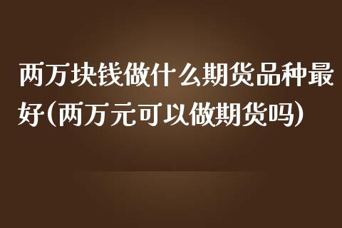 两万块钱做什么期货品种最好(两万元可以做期货吗)_https://www.qianjuhuagong.com_期货平台_第1张