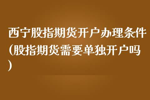 西宁股指期货开户办理条件(股指期货需要单独开户吗)_https://www.qianjuhuagong.com_期货百科_第1张