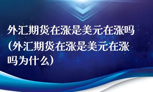 外汇期货在涨是美元在涨吗(外汇期货在涨是美元在涨吗为什么)_https://www.qianjuhuagong.com_期货平台_第1张