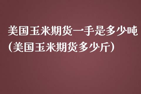 美国玉米期货一手是多少吨(美国玉米期货多少斤)_https://www.qianjuhuagong.com_期货直播_第1张