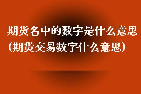 期货名中的数字是什么意思(期货交易数字什么意思)_https://www.qianjuhuagong.com_期货百科_第1张