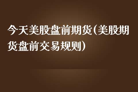 今天美股盘前期货(美股期货盘前交易规则)_https://www.qianjuhuagong.com_期货直播_第1张