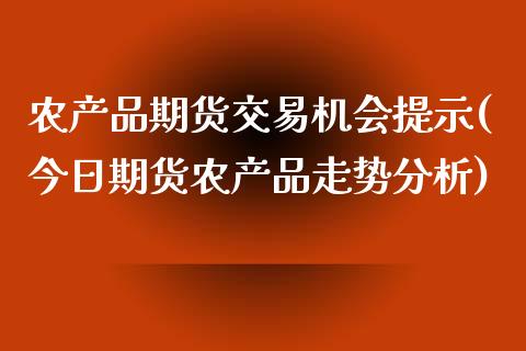 农产品期货交易机会提示(今日期货农产品走势分析)_https://www.qianjuhuagong.com_期货行情_第1张