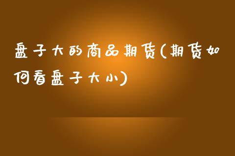 盘子大的商品期货(期货如何看盘子大小)_https://www.qianjuhuagong.com_期货开户_第1张