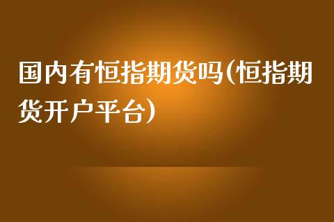 国内有恒指期货吗(恒指期货开户平台)_https://www.qianjuhuagong.com_期货百科_第1张