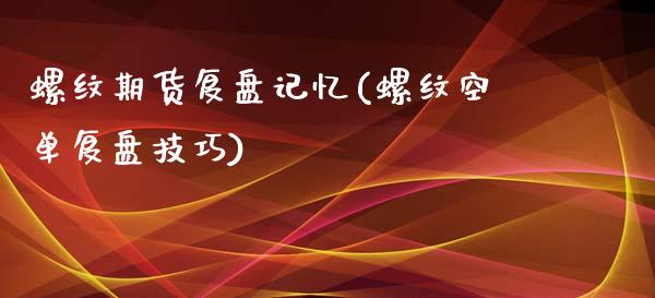 螺纹期货复盘记忆(螺纹空单复盘技巧)_https://www.qianjuhuagong.com_期货开户_第1张