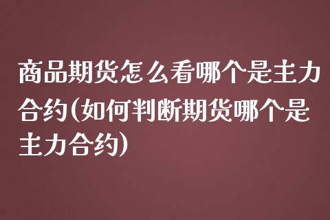 商品期货怎么看哪个是主力合约(如何判断期货哪个是主力合约)_https://www.qianjuhuagong.com_期货直播_第1张