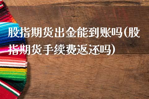 股指期货出金能到账吗(股指期货手续费返还吗)_https://www.qianjuhuagong.com_期货开户_第1张