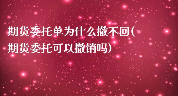 期货委托单为什么撤不回(期货委托可以撤销吗)_https://www.qianjuhuagong.com_期货平台_第1张