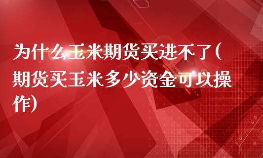 为什么玉米期货买进不了(期货买玉米多少资金可以操作)_https://www.qianjuhuagong.com_期货平台_第1张