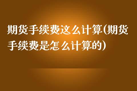 期货手续费这么计算(期货手续费是怎么计算的)_https://www.qianjuhuagong.com_期货直播_第1张