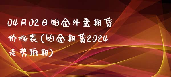 04月02日铂金外盘期货价格表(铂金期货2024走势预期)_https://www.qianjuhuagong.com_期货开户_第1张