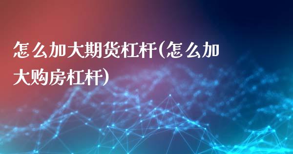 怎么加大期货杠杆(怎么加大购房杠杆)_https://www.qianjuhuagong.com_期货开户_第1张