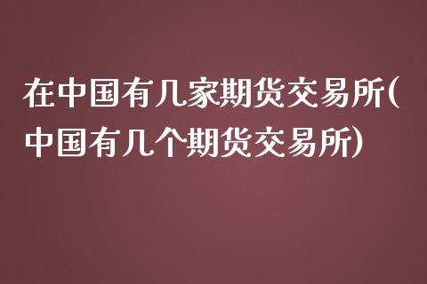 在中国有几家期货交易所(中国有几个期货交易所)_https://www.qianjuhuagong.com_期货平台_第1张