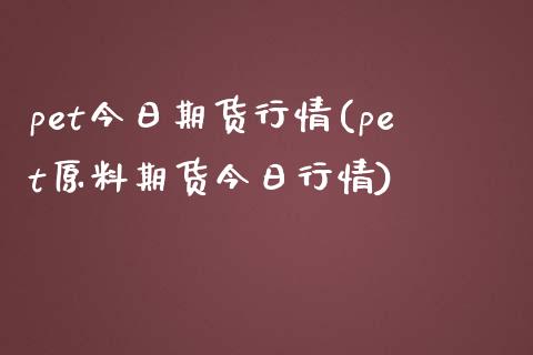 pet今日期货行情(pet原料期货今日行情)_https://www.qianjuhuagong.com_期货行情_第1张