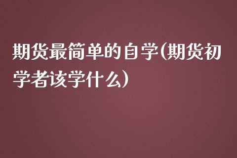 期货最简单的自学(期货初学者该学什么)_https://www.qianjuhuagong.com_期货开户_第1张