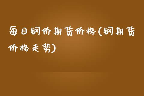 每日钢价期货价格(钢期货价格走势)_https://www.qianjuhuagong.com_期货百科_第1张