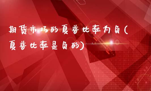 期货市场的夏普比率为负(夏普比率是负的)_https://www.qianjuhuagong.com_期货平台_第1张