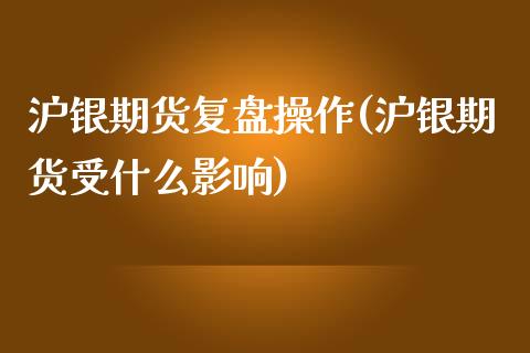 沪银期货复盘操作(沪银期货受什么影响)_https://www.qianjuhuagong.com_期货开户_第1张