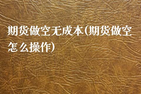 期货做空无成本(期货做空怎么操作)_https://www.qianjuhuagong.com_期货平台_第1张