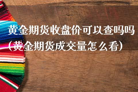 黄金期货收盘价可以查吗吗(黄金期货成交量怎么看)_https://www.qianjuhuagong.com_期货开户_第1张