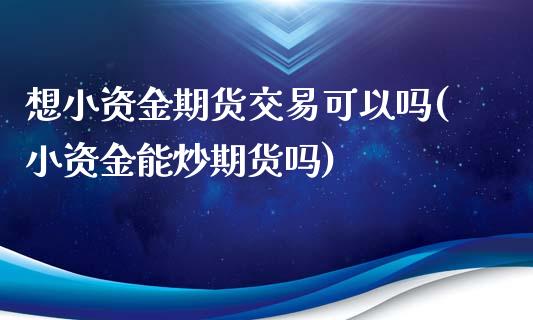 想小资金期货交易可以吗(小资金能炒期货吗)_https://www.qianjuhuagong.com_期货开户_第1张