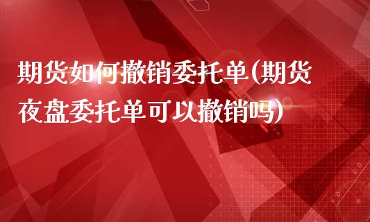 期货如何撤销委托单(期货夜盘委托单可以撤销吗)_https://www.qianjuhuagong.com_期货行情_第1张