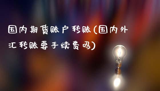 国内期货账户转账(国内外汇转账要手续费吗)_https://www.qianjuhuagong.com_期货直播_第1张